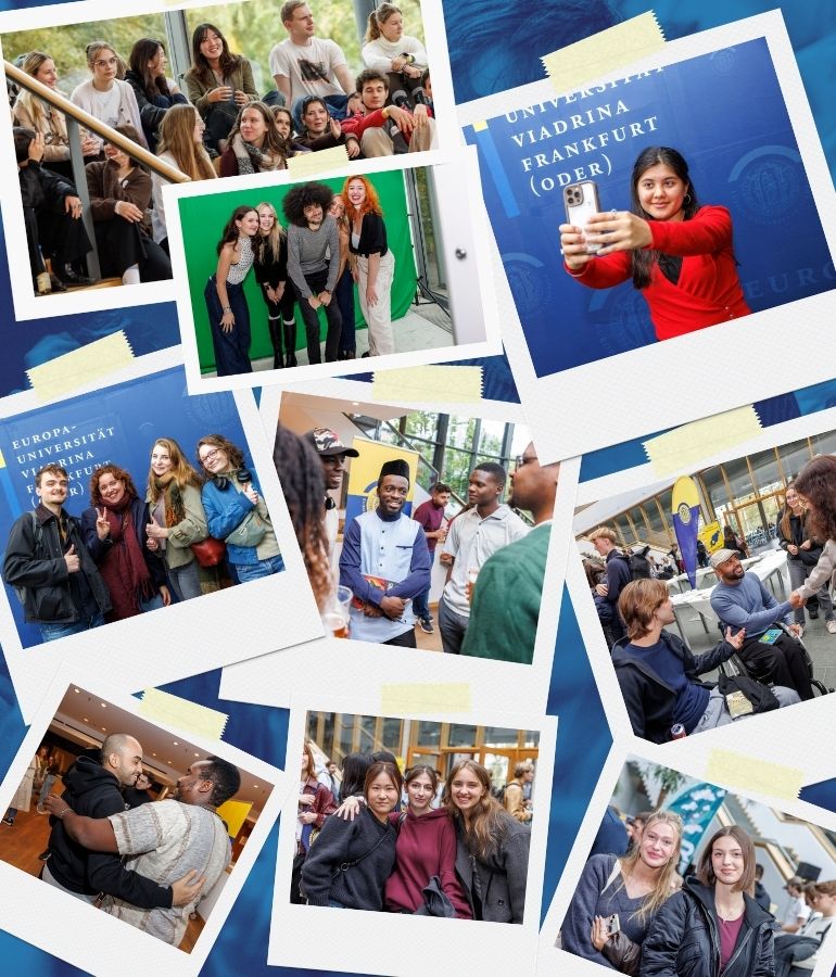 Collage mit Bildern der Einführungswoche zum Semesterstart an der Viadrina