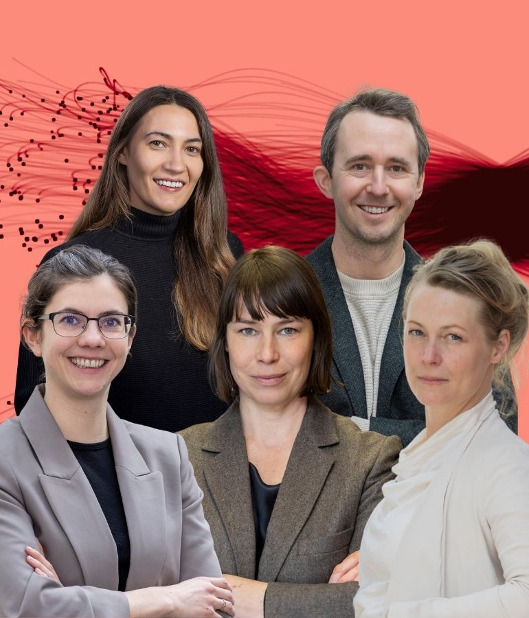 Viadrina-Wissenschaftler*innen Miriam Maske, Lilo Meier, Anne Holper, Jan-Erik Schirmer und Sarah Speck