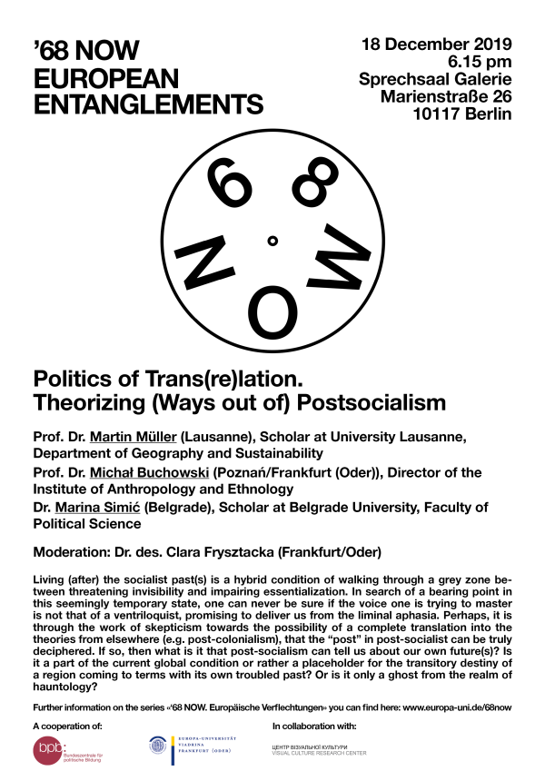 Plakat_'68NOW_Politics of Trans(re)lation_Theorizing (Ways out of) Postsocialism - Kopie ©Experimental Jet Amsterdam Viadrina SH
