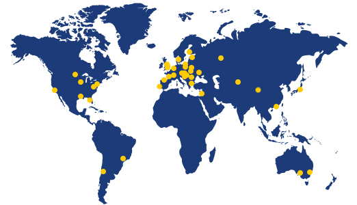 Weltkarte mit Standorten der VIP-Fellows