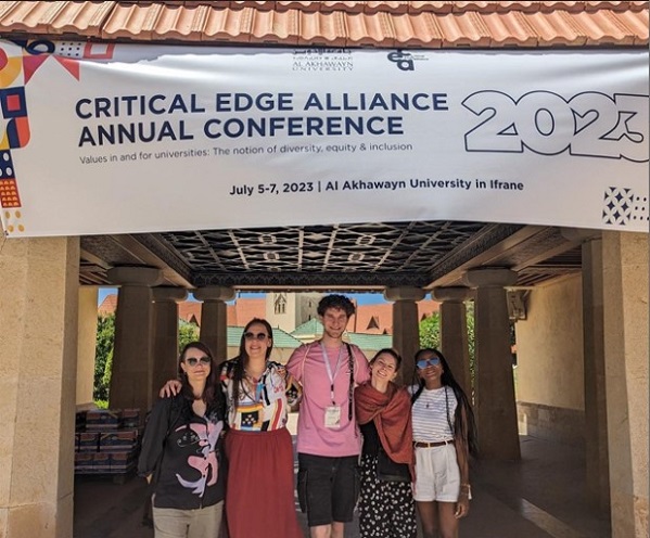 students at the entrace of the annual conference of the Critical Edge Alliance in Ifrane, Morocco