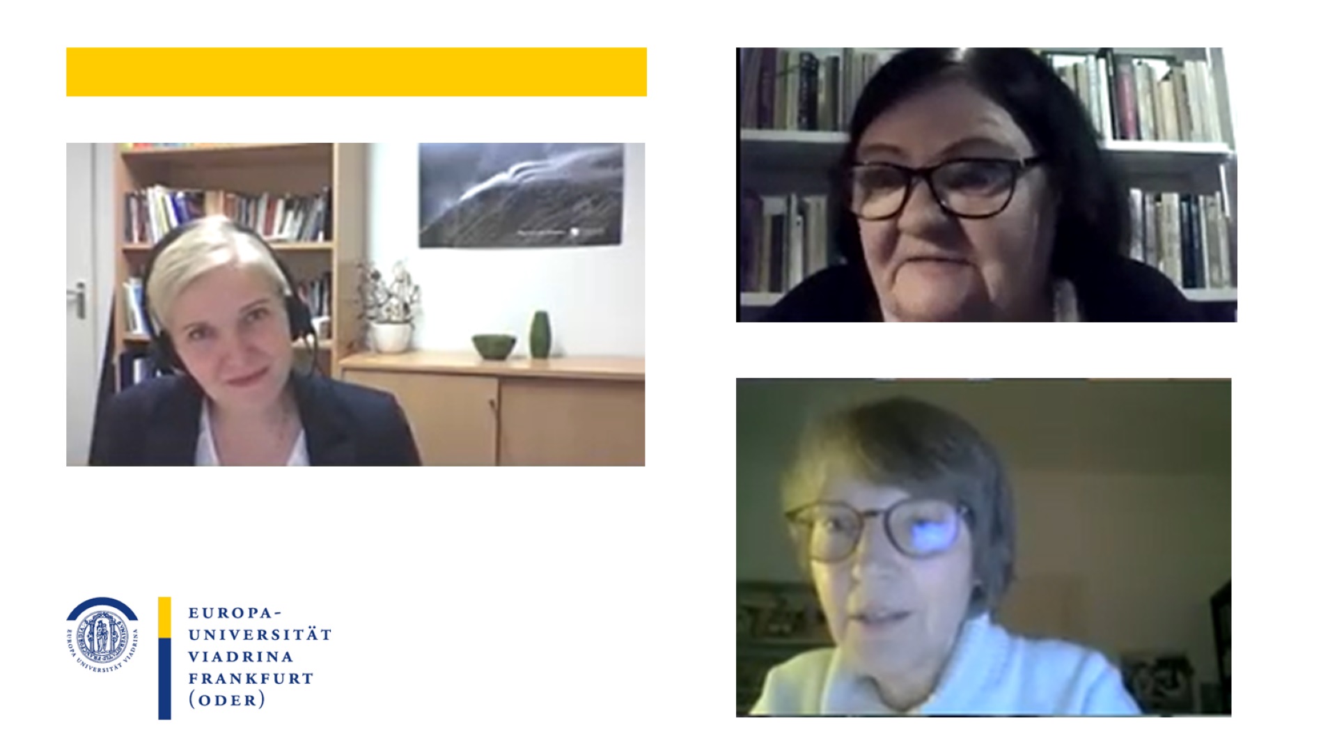 Screenshots von Moderatorin Ilona Czechowska und Übersetzerinnen Sława Lisiecka und Renate Schmidgall