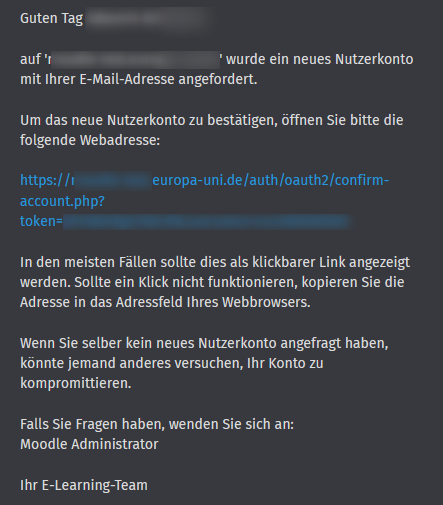 Bestätigungsmail mit Bestätigungslink
