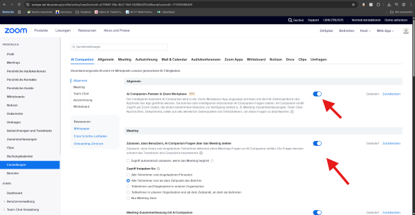 Zoom AI Einstellungen 2 _Homepage