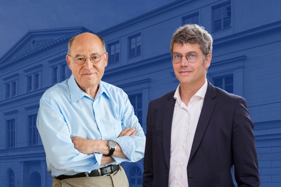 Gregor Gysi besucht die Juristische Fakultät der Viadrina mit Dekan Benjamin Lahusen