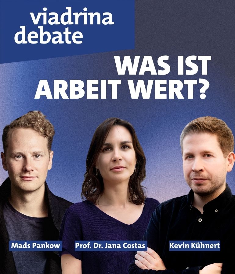 Gäste der Viadrina Debate 2026: Mads Pankow, Jana Costas und Kevin Kühnert