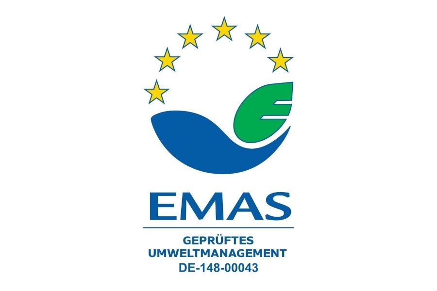 Logo EMAS mit registrierter Nummer der Viadrina