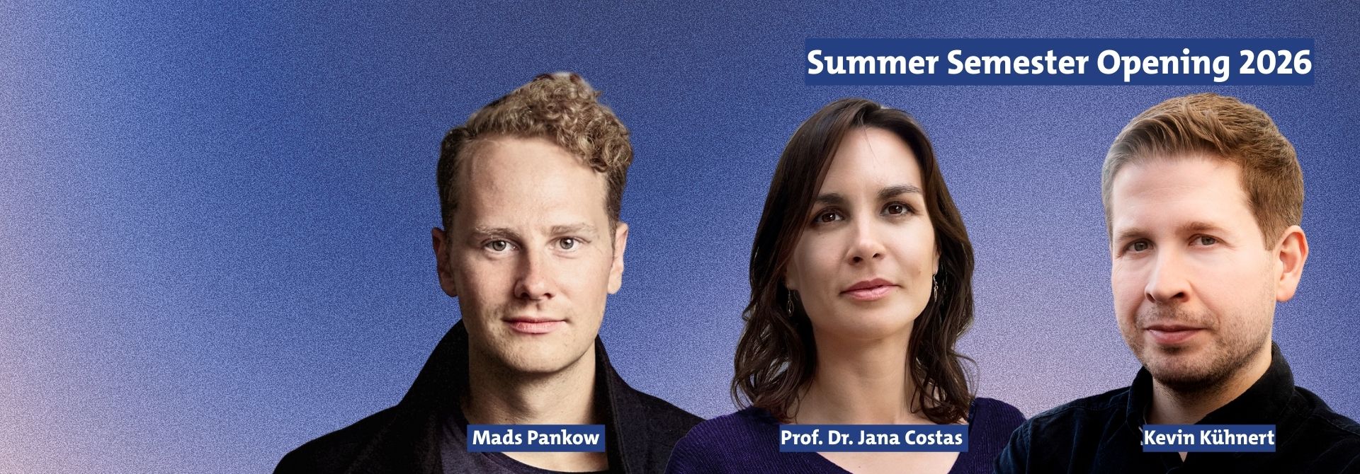 Guests Viadrina Debate 2026: Mads Pankow, Jana Costas und Kevin Kühnert