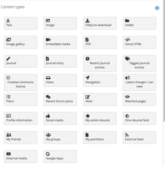 Mahara Content Types