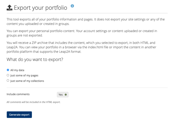 Export Portfolio