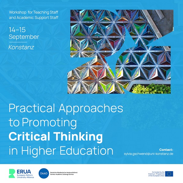 Flyer of the Workshop "Practical Approaches to Promoting Critical Thinking in Higher Education"