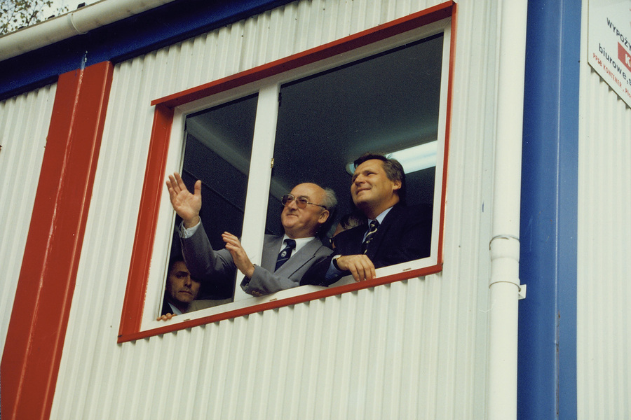 At the opening of the V. Academic Year, Polish President Aleksander Kwaśniewski (right) visits Viadrina on 15 October 1996.